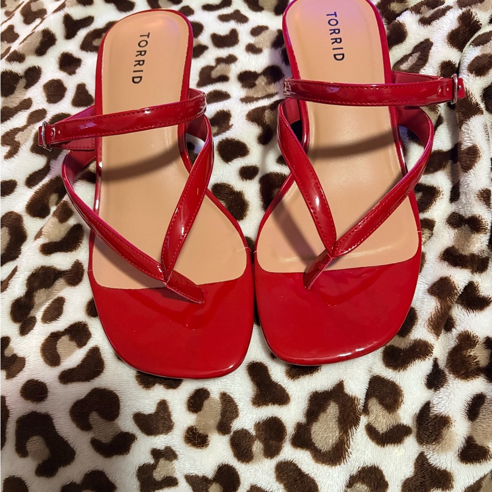 torrid Red Patent Crisscross Slide Sandals